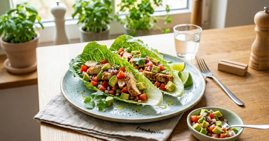 Salat-wraps mit Hähnchen und Avocado